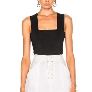 A.L.C. Black Square Neck Crop Top